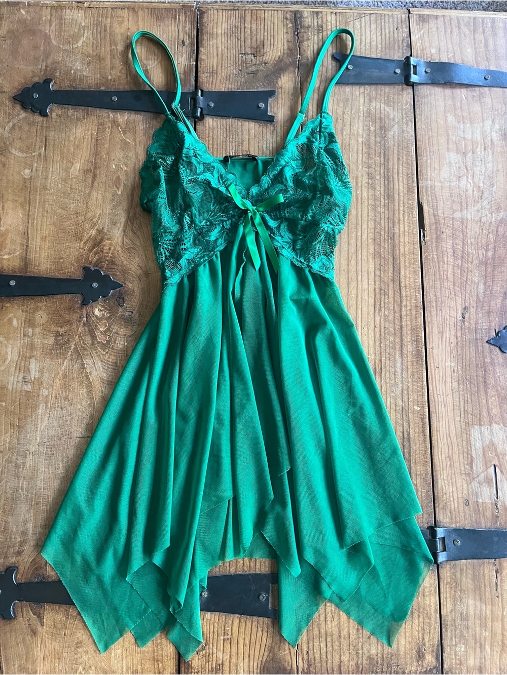 Green Lace-Trim Chemise‎ Slip